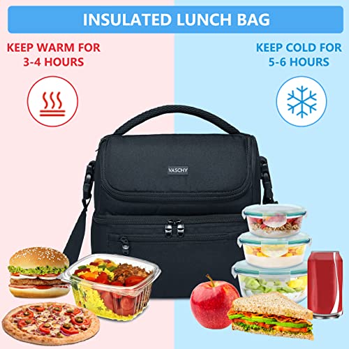 Bolsa Térmica à Prova de Vazamento com Compartimento Duplo - Preta, VASCHY