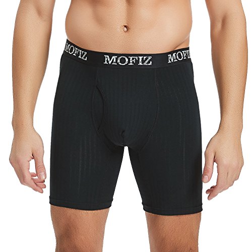 MoFiz Mens Modal Boxer Briefs Long Leg Underwear Boxer Briefs for Men 3 Pack 3XL White