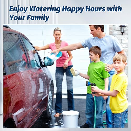 Image of AUTOMAN-Garden-Hose-Nozzle, 2 Pack ABS Water Spray Nozzle with Heavy Duty 7 Adjustable Watering Patterns,Slip Resistant for Watering Plants,Lawn& Garden,Washing Cars,Cleaning,Showering Pets - Blue