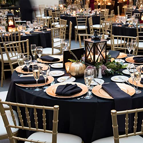 Lykoow 10 Packs Black Round Satin Tablecloth Overlay Round Silky Black Satin Tablecloth 108Inch Bright Tablecloth Smooth Fabric Table Decoration For Parties Holiday Wedding Birthday Banquet(Black) #TOP4