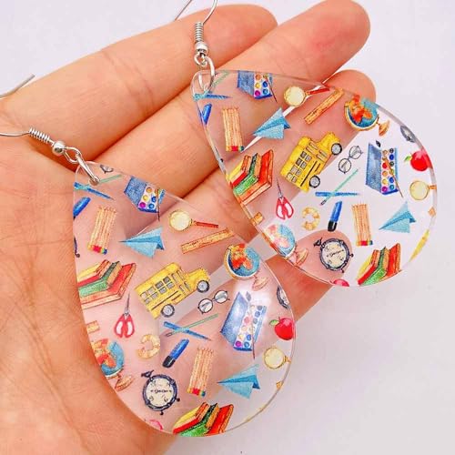 Funny Teacher Teardrop Dangle Earrings for Women and Wooden Back to School Earrings Teacher Appreciation Jewelry2