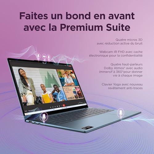 Lenovo Yoga Slim 7 14AKP10 Ordinateur Portable 14'' OLED WUXGA Copilot+ AMD Ryzen AI 7 350 RAM SSD AMD Radeon Graphics Windows 11 Home Clavier AZERTY Français Tidal Teal - vue 8