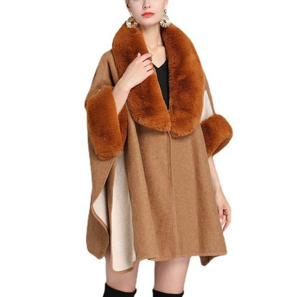 Onsoyours Scialle in Pelliccia Finto Donna Maglia Mantella Poncho Stola Scialle Cardigan per Festa Matrimonio Invernale Casuale Elegante Cappotto Taglia Unica
