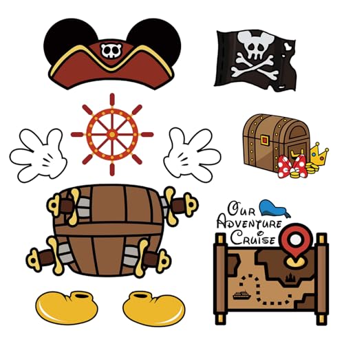 10 Pack Pirate Night Magnetic Cruise Door Decorations – Captain Mouse & Ears Magnets for DCL & Other Ships, Funny Stateroom Door Sign Set