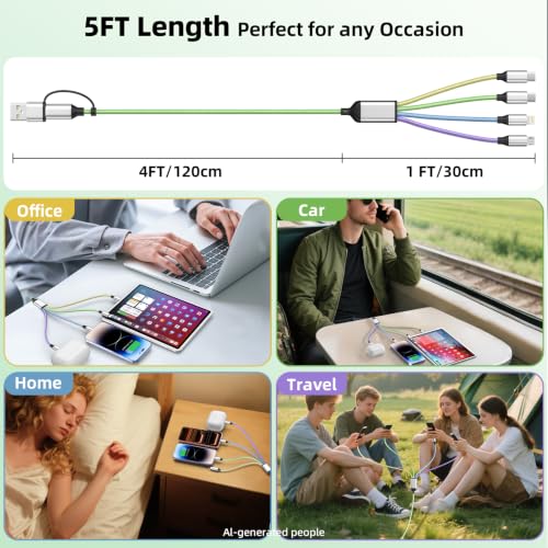 Souina Multi Charger Cable, 4-in-2 USB-A/C Charging Cable for Multiple Devices 4.99 + 50% Off Code 2Y073P7V - image 4