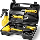 Gardening Tools for Kid,Geyiie Garden Planting Set with Trowel,Hand Rake,Pruner Shear,Sprayer,Carrying Case,Metal Rust-Resistant Material,Ideal Tools Kit Gifts for Women Parent Outdoor