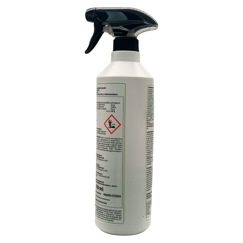 3X Insetticida Acaricida ACQUA KILL, Liquido Microincapsulato. Pronto All'Uso a Largo Spettro D'Azione e Lunga Persistenza 750ml + 100pz Guanti HDPE Monouso