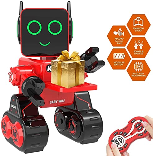 okk Robot Inteligente, Juguetes Educativos Stem Robotics para Niños Cantar, Bailar, Hucha Incorporada, Control Táctil, Grabadora, Kit de Robot RC Recargable Regalo para Niños Niñas (Rojo)