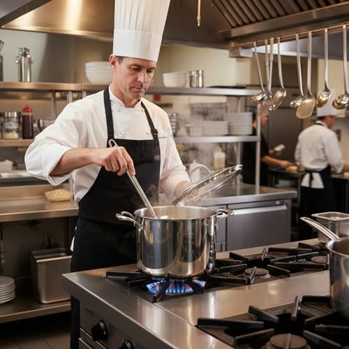 Image of KEAWELL K3 Premium Tri-Ply Fully Clad Stockpot with Lid (8-Qt) | 8-Qt Tri-Ply Fully Clad Stainless Steel Soup Pot; Compatible with All Stovetops; Oven Safe to 600F