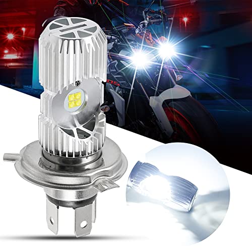 HENLIX DC 12-85V H4 LED Motorcycle Headlight Bulb Hi/Lo 4000LM 9003 LED Bulb White 6000K 8xLED Chips LED Light for Yamaha,Honda,Kawasaki,ATV,Cars.(1 Pack).