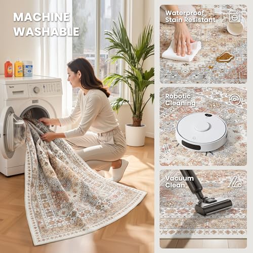 zesthome Washable Runner Rug 2.5x10 - Stain Resistant Entryway Rug,Ultra-Thin Kitchen Rugs, Anti Slip Backing Runner Rugs for Entrance Laundry Room Indoor Hallway (Orange,2.5'x10')