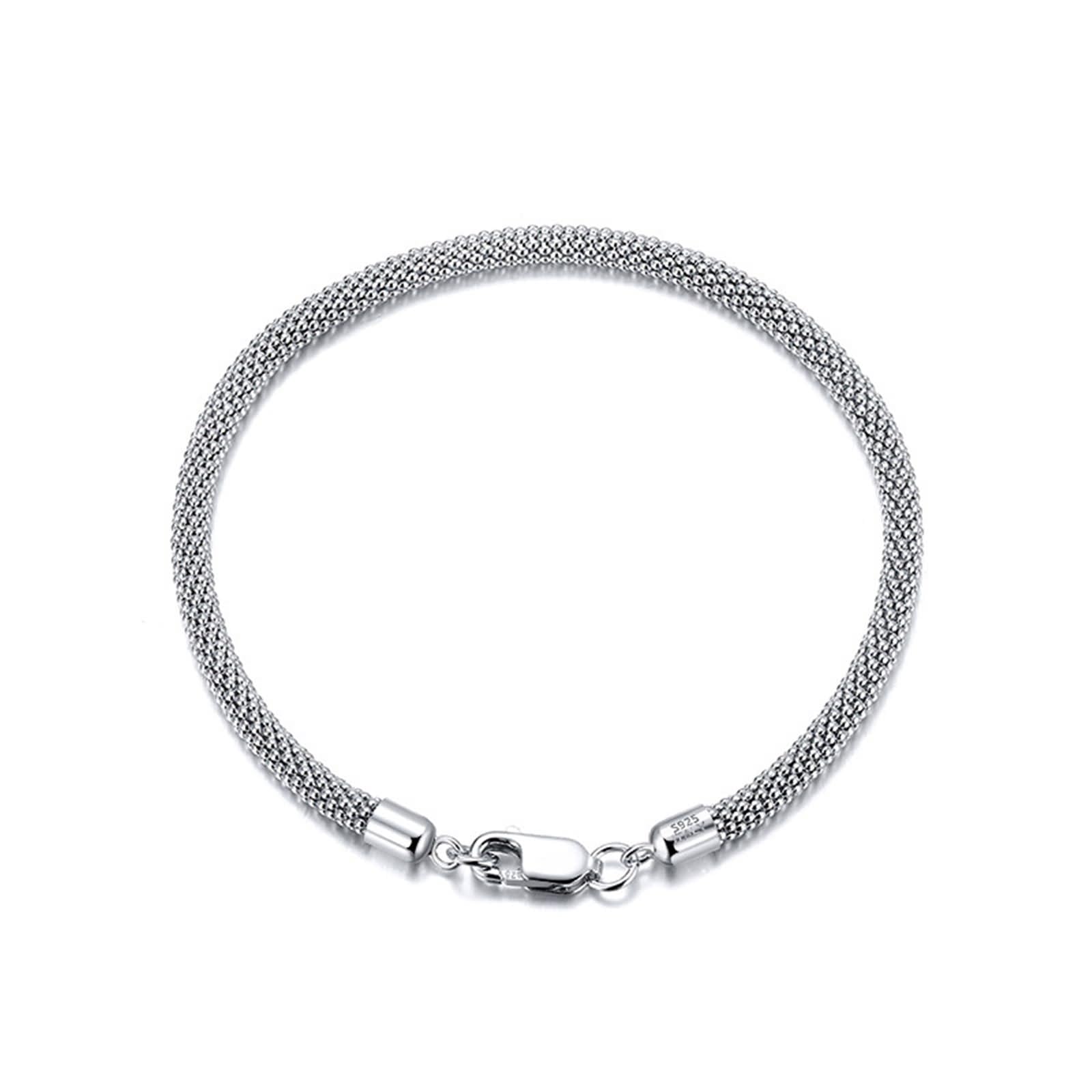 Pulsera mejor amiga mujer, pulseras amistad adultos, cadena palomitas maíz, pulseras bohemias 3 mm mujer, plata ley