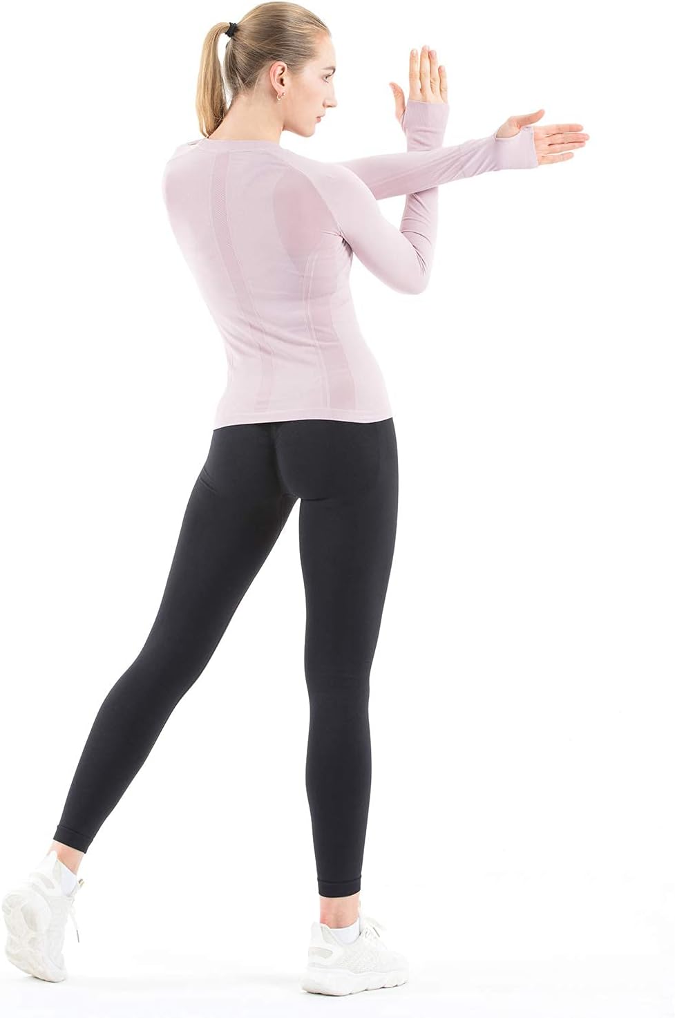 MathCat Seamless Workout Shirts for Women Long Sleeve Yoga Tops Sports Running Shirt Breathable Athletic Top Slim Fit XS-XL - Image 5