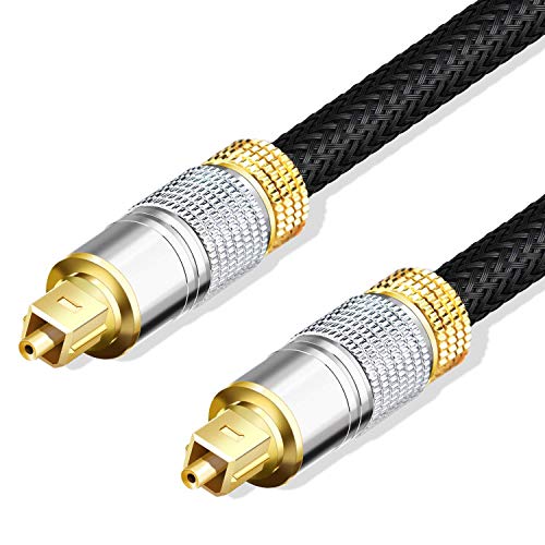 Techole Optical Audio Cable, 6ft Fiber Optic Audio Cable with Durable 24K Gold-Plated, Nylon Braided Male to Male Optical Digital Cable for HI-FI Sound Bar, Home Theater, TV, PS4, Xbox, Playstation