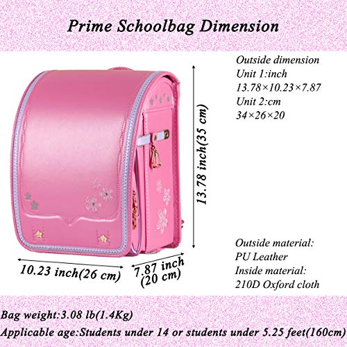 Star-Wind Randoseru Ransel backpack automatic Japanese school bag boys girls leather light weight Rain Cover(Pink)2