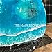 Glow in the dark epoxy resin coffee table beach house end table ocean themed nightstand epoxy end table with metal legs blue coffee table (18 inches)