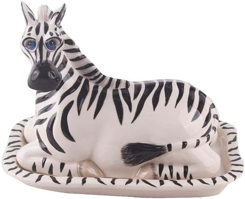Cielo azul cerámica 7.5" x 4.75" x 5.75" Zebra Mantequilla Plato