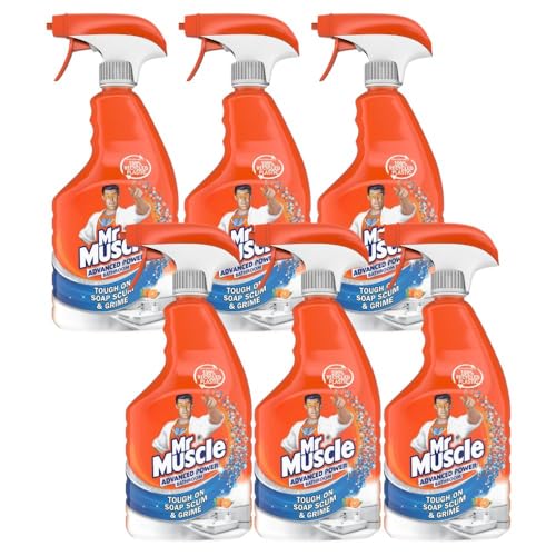Mr Muscle Advanced Power Bathroom Cleaner Tough On Soap Scum & Grime Mandarin Scent 750ml 6 Pack with Welari Thank You Card | 6 Pack| 6 x 750ml