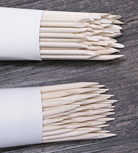 Mini Skater 50 Pcs Orange Wood Nail Sticks Double Sided Multi Functional Cuticle Pusher Remover Manicure Pedicure Tool (50) #TOP2