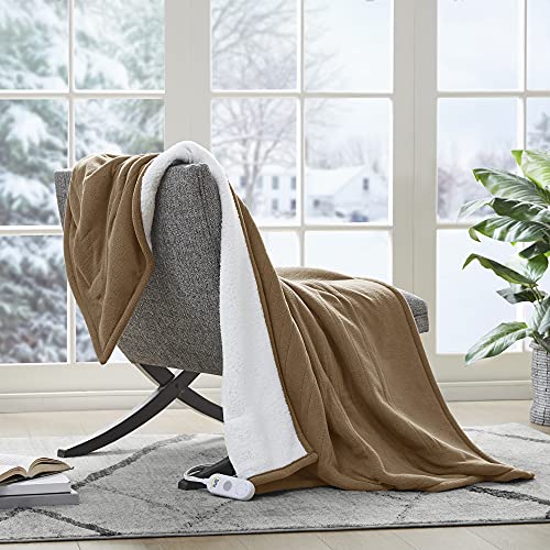 Serta Heated Throw Blanket - Reversible Fleece to Sherpa Electric