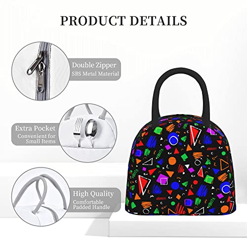 Lsjuee Vintage 80S Retro 90S Lunch Bag Reusable Insulated Lunch Box Portable Lunch Container Waterproof Meal Prep Cooler Tote Bags for Men Women Kids Travel Picnic Gifts - Image 4