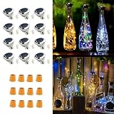 Upgraded 12 Pack Diamond Solar Wine Bottle Lights, 20 LEDs Waterproof Copper Light, Bottle Light Fairy Cork String Lights for Yard Patio Decor, DIY Birthday Gift for Mom Grandma Friend(3 Colors)