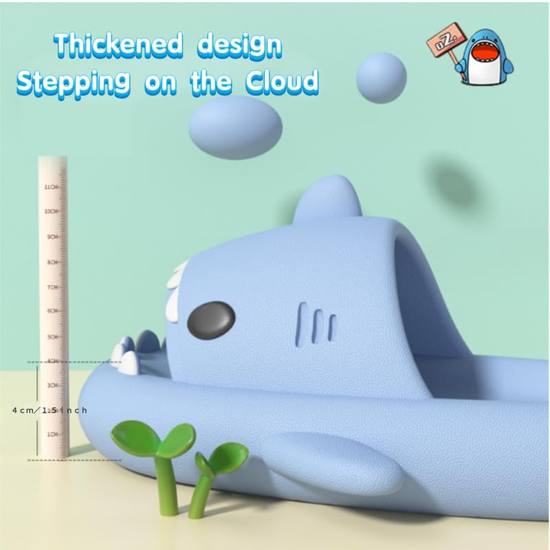 Image of allgala Shark Slides for Women Men and Big Kids Novelty Soft Slippers Open Toe Shark Sandals Cushioned Slides Beach Pool Shower Cruise Slippers with Comfy Cushioned Thick Sole