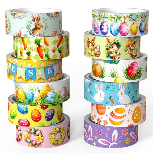 NIKOMIE Easter Washi Tape Set of 12 Rolls, Spring Decorative
