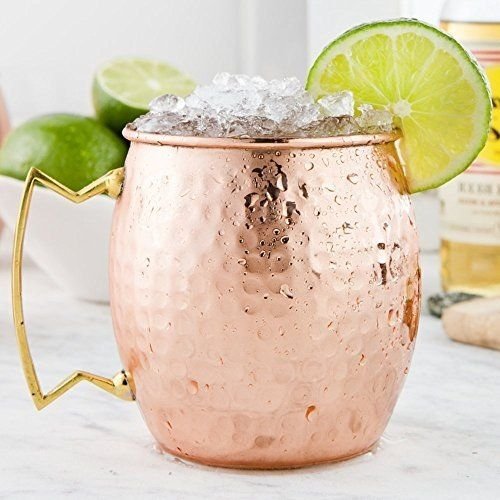 Copper Handmade Hammered Moscow Mule Mugs, Hammered Moscow Mule Copper Mug Capacity 16 Oz.Copper Mug (Set of 2)