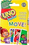Mattel Games UNO Junior Move Kids Card Game with Action Rules for Family Night, Game Night, Travel, Camping and Party, UNO Cards, HNN03