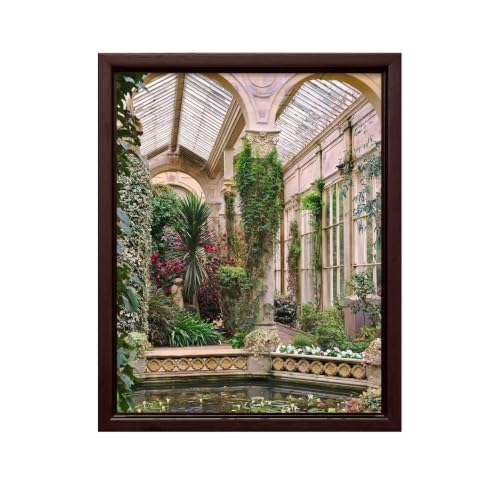InkFlow Posters Ashby Castle Garden View Canvas Poster - Peaceful English Landmark Print for Heritage-Inspired Interiors - Gift for Home Office Wall Decor - 8x10 Brown Floated Frame Canvas Print