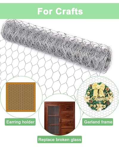 Garden Poultry Chicken Wire Netting - 16.5 '' × 157 '' Garden Fence Animal Barrier, Chicken Wire for Crafts, 1 inch Mesh Poultry Netting Fence, Pet/Rabbit/Chicken Wire Fencing - Thumbnail 7