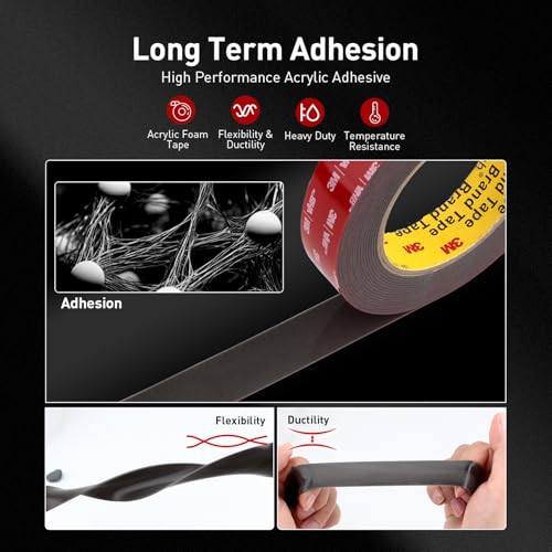 Image of Double Sided Tape Heavy Duty Mounting Tape 3 /4 inch x 18Ft Made of 3M 4611F Gray Strong Adhesive for Reliable Bonding Waterproof Foam Tape for Home Office Car Decorative Materials and Trims