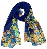 Xyueanlo Scarfs for Women Lightweight Scarves Fashion Print Floral Pattern Scarf Shawls (Q-Navy blue)