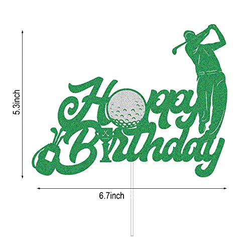 G-Lovely's Glitter Golf Sport Cake Topper Golf Cake Decoration For Golf Sport Themed Birthday Party Green Party Supply #TOP2