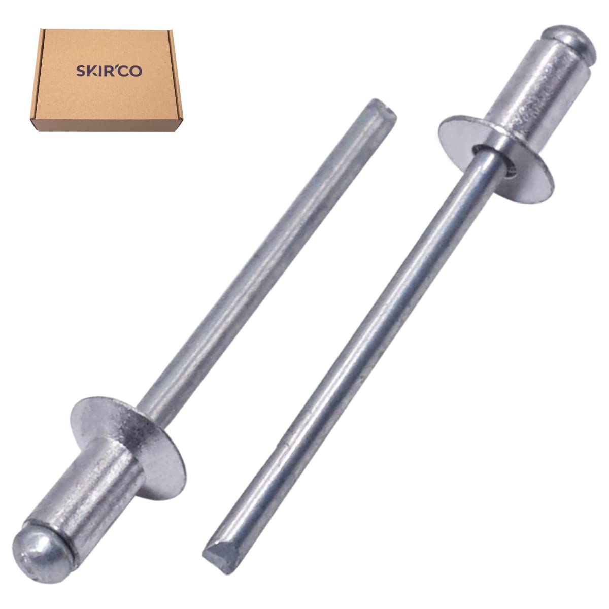 SKIR'CO (1200 pièces) Rivets aveugles en aluminium à tête fraisée 4,0 x 8 mm, mandrin en acier, rivets pop