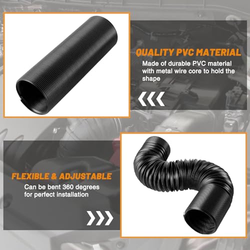 Image of 3 Inch Cold Air Intake Pipe: Universal Flexible Duct with Length from 10 inch to 40 inch for Customize Air Intake System Hose Tube (Pack of 2)
