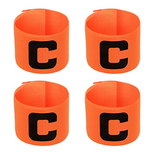 PATIKIL 11.8x2.8 Soccer Captain Armband, 4Pcs Nylon Elastic Protective Arm Badge for Youth Adult Team Adjustable Soccer Rugby Basketball Training, Orange