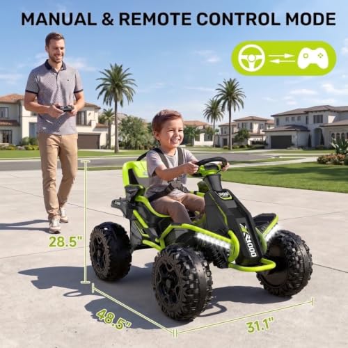 Image of ANPABO 24V 4x4 Ride On Toys for Big Kids Aged 3-12, 4 * 200W Motors-Green