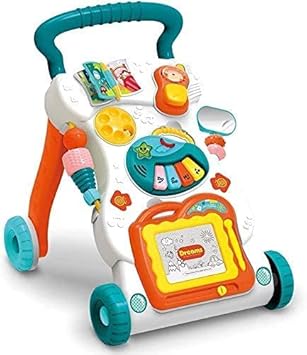 Ramokdu Kid Toy Children Musical Walker Push & Pull Toy for Toddlers & Kids Baby Activity Walker Toy Comes with Two Patterns Sit and Play Stand and Walk (Multicolor)