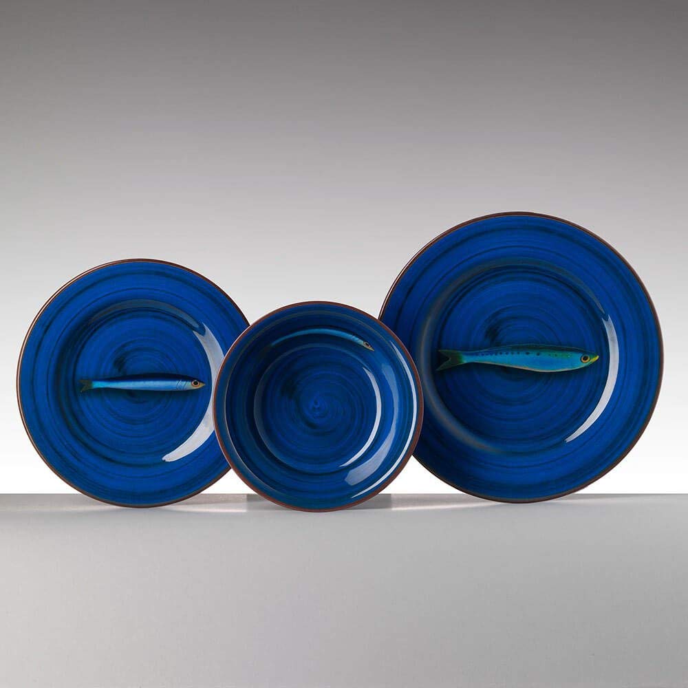 Mario Luca Giusti Set 6 Aimone Soup Plate 7 31/64 in. Blue