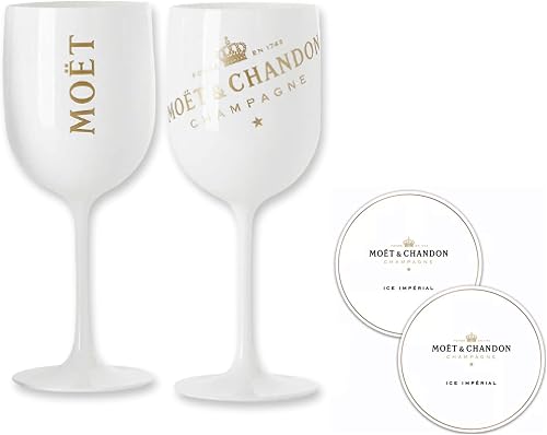 Moët & Chandon Ice Imperial Bicchieri da Champagne in Acrilico da 450 ml con sottobicchiere Moët