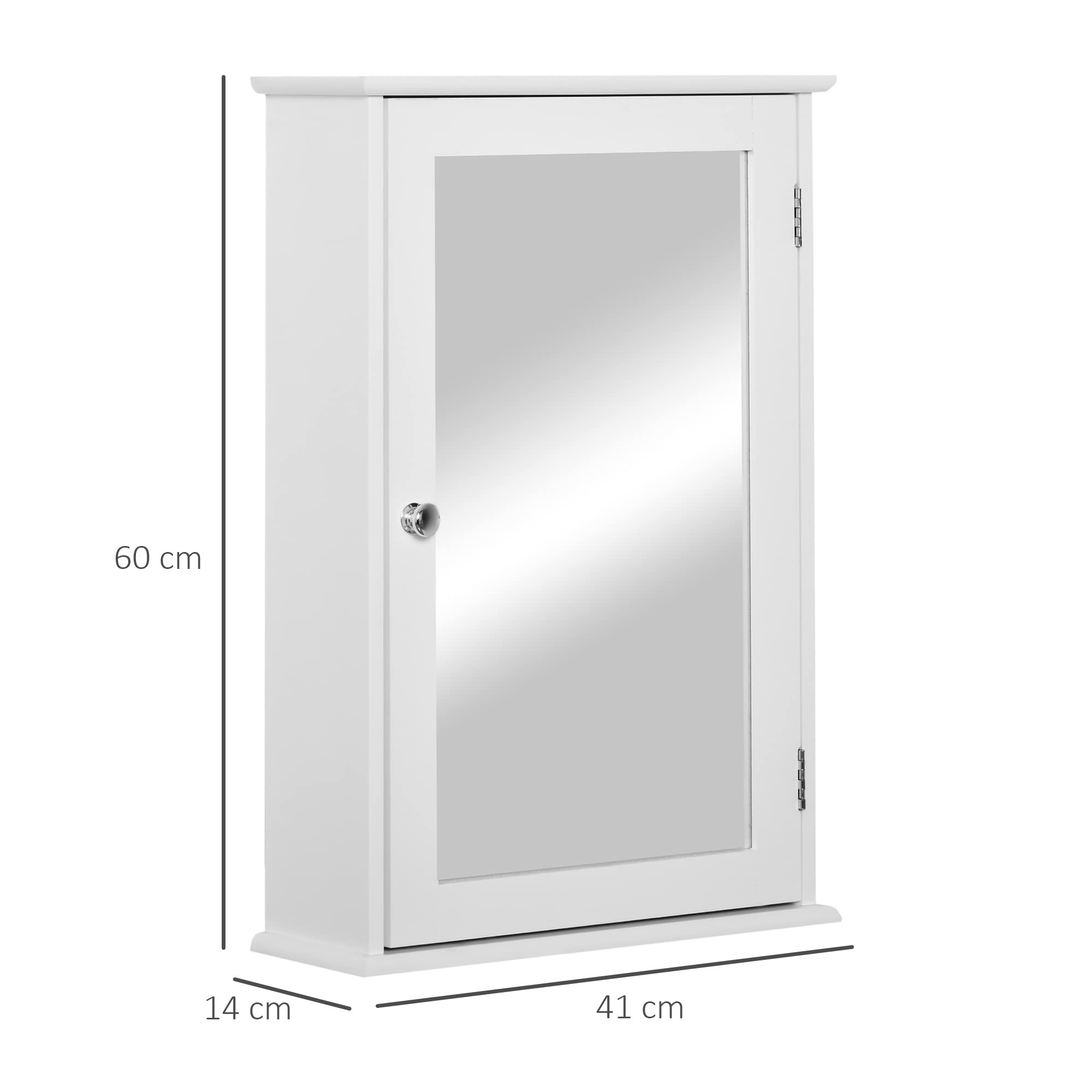 kleankin Specchio Bagno Contenitore con Chiusura Magnetica, Mobiletto Bagno da Parete Salvaspazio in Legno, 41x14x60cm, Bianco