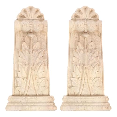 Operitacx 2er Set Holzkonsolen Dekorative Regalwinkel aus Massivholz, Geschnitzte Holzornamente (13x6x3cm), Rustikale Zierelemente für Möbel, Kamin & Wandregal, Vintage Design (Hellbraun)