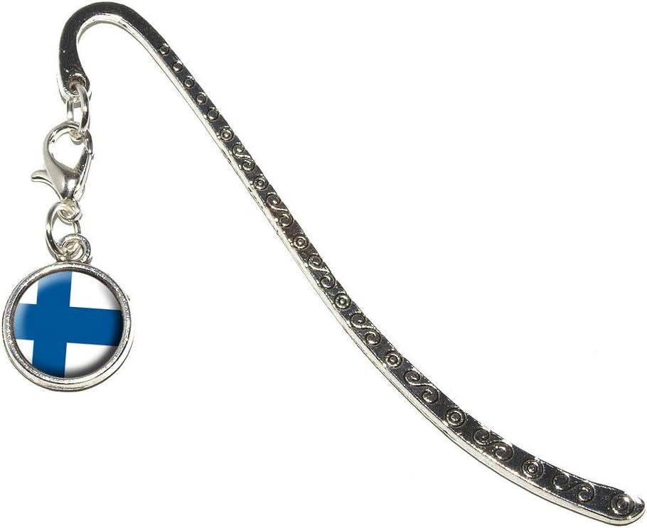 Finland Finnish Flag Metal Bookmark Page Marker with Charm