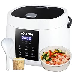 Yollnia 3L Rice Cooker 12 cups Cooked Mini Digital Rice Cooker 6 in 1 Multicooker for Grain Preset