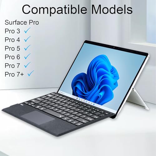 Teclado Bluetooth Surface Pro con trackpad multitáctil y retroiluminación mobee carbón 2