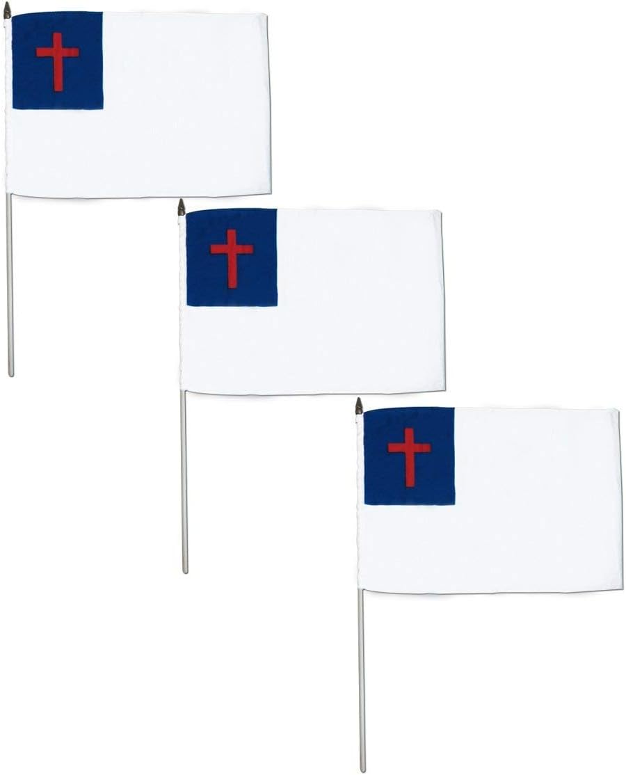 Christian Flag 12in x 18in Stick (12 PK)