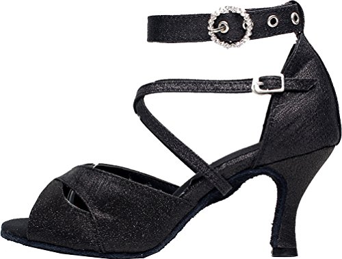Chaussures de danse professionnelle noires taille 40.5 avec bout ouvert - 2