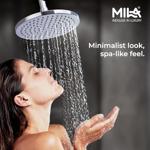 Image of Mila Disque Rain Shower| Chrome Finish Round Overhead Shower | Φ200mm Ceiling Mounted | ABS Body| Single Function Rainfall Shower for Broad Coverage & Water Efficiency| (Without Arm)